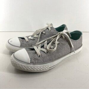 Converse Double Tongue Silver Sparkle and Turquoise Low Top Sneakers Youth Size3